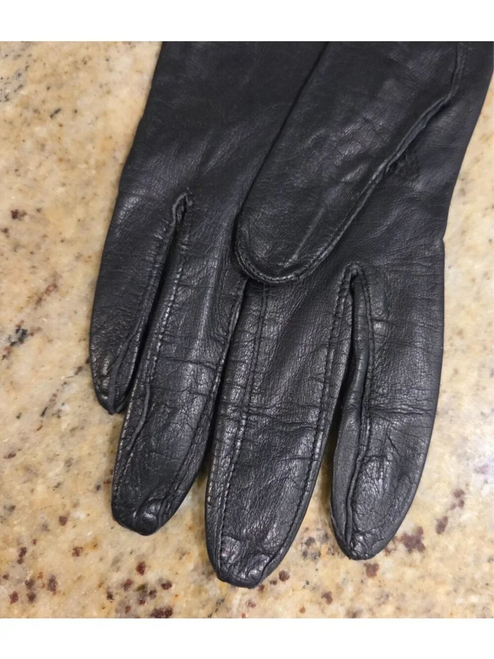 Vintage Womens Size S/M 6.5 Black Leather Gloves Tassle Lace Grommet Biker